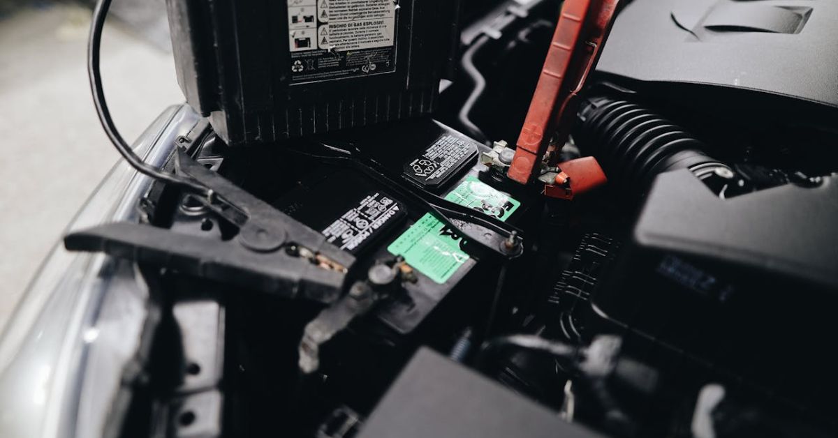 Routine car battery maintenance.